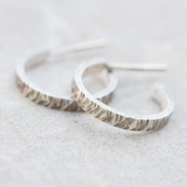 Open hoop earrings, Oxidized sterling silver stud earrings