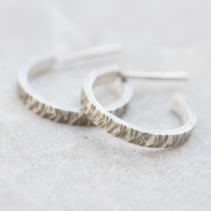 Open hoop earrings, Oxidized sterling silver stud earrings