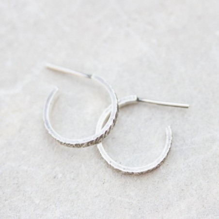 Open hoop earrings, Oxidized sterling silver stud earrings