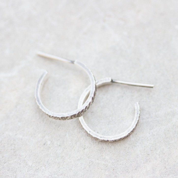 Open hoop earrings, Oxidized sterling silver stud earrings