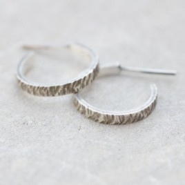 Open hoop earrings, Oxidized sterling silver stud earrings