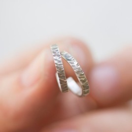Open hoop earrings, Oxidized sterling silver stud earrings