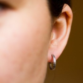 Open hoop earrings, Oxidized sterling silver stud earrings