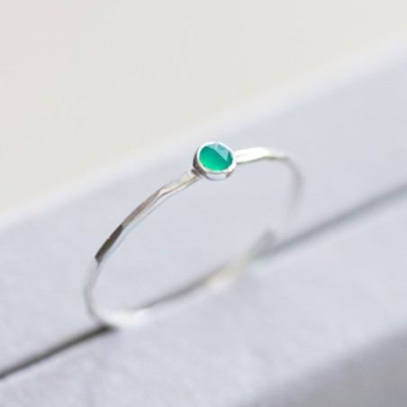 Green Onyx - stackable ring in silver or gold