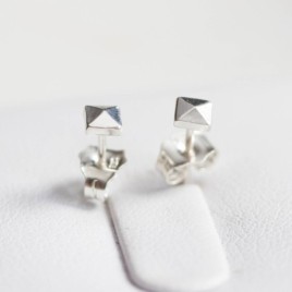 Tiny pyramid studs - sterling silver, minimal, simple every day earrings