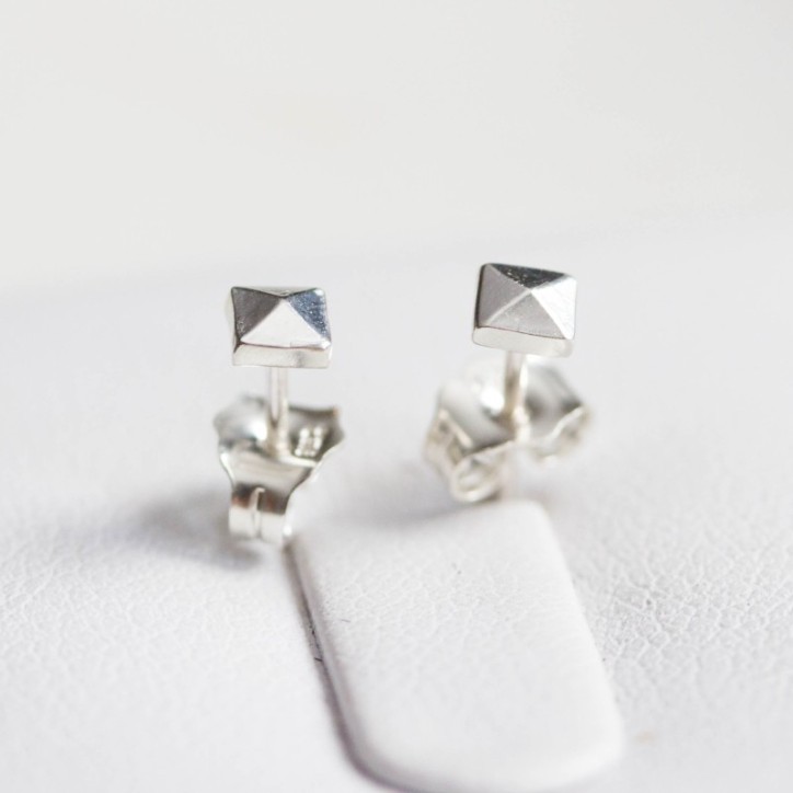 Tiny pyramid studs - sterling silver, minimal, simple every day earrings