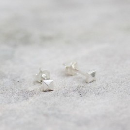 Tiny pyramid studs - sterling silver, minimal, simple every day earrings
