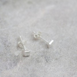 Tiny pyramid studs - sterling silver, minimal, simple every day earrings