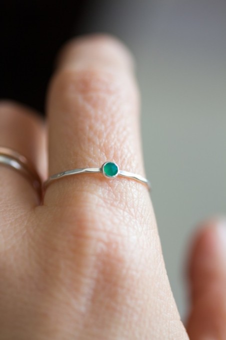 Green Onyx - stackable ring in silver or gold