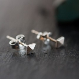 Tiny pyramid studs - sterling silver, minimal, simple every day earrings