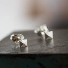 Tiny pyramid studs - sterling silver, minimal, simple every day earrings
