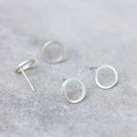 Small circle sterling silver stud earrings