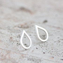 Teardrop stud earrings - drop shaped studs in sterling silver or 9k gold