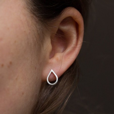 Teardrop stud earrings - drop shaped studs in sterling silver or 9k gold
