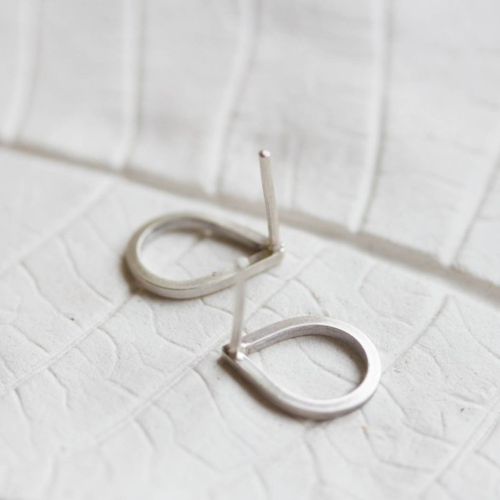 Teardrop stud earrings - drop shaped studs in sterling silver or 9k gold