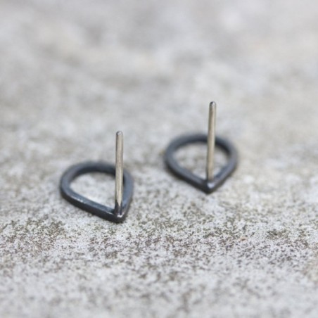Black teardrop sterling silver stud earrings