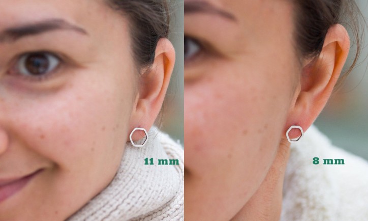Hexagon studs - sterling silver stud earrings