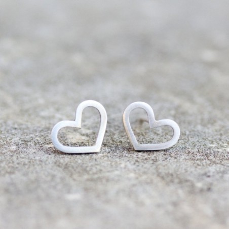 Hearts stud earrings, sterling silver or 9k Gold