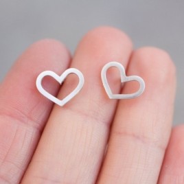 Hearts stud earrings, sterling silver or 9k Gold