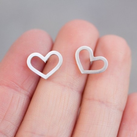 Hearts stud earrings, sterling silver or 9k Gold