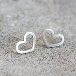 Hearts stud earrings, sterling silver or 9k Gold