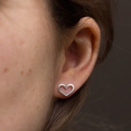 Hearts stud earrings, sterling silver or 9k Gold