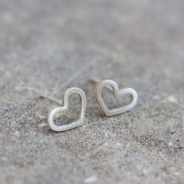 Hearts stud earrings, sterling silver or 9k Gold
