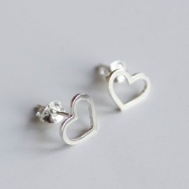 Hearts stud earrings, sterling silver or 9k Gold