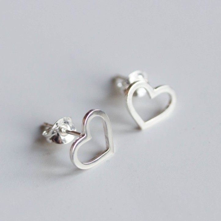 Hearts stud earrings, sterling silver or 9k Gold