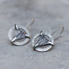 Modern earrings - sterling silver and Quartz Crystal