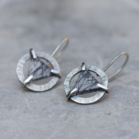 Modern earrings - sterling silver and Quartz Crystal