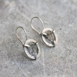 Modern earrings - sterling silver and Quartz Crystal