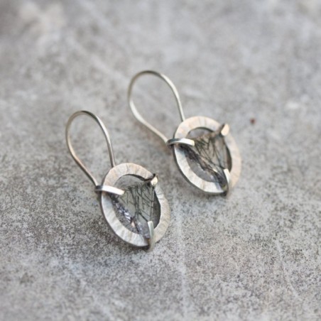 Modern earrings - sterling silver and Quartz Crystal