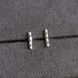 Twisted bar stud earrings - sterling silver