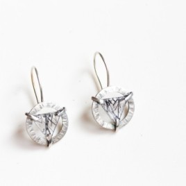 Modern earrings - sterling silver and Quartz Crystal