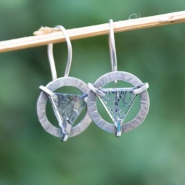 Modern earrings - sterling silver and Quartz Crystal