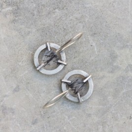 Modern earrings - sterling silver and Quartz Crystal