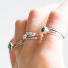 Three pyramids ring, sterling silver