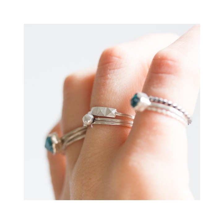 Three pyramids ring, sterling silver