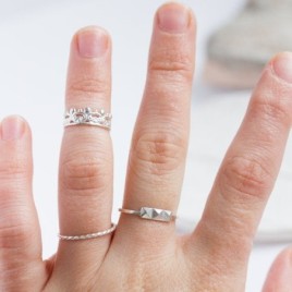 Three pyramids ring, sterling silver