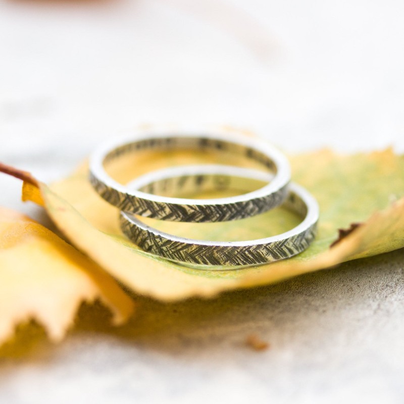 Sterling silver textured ring with personalization, 2, 3 or 4mm band