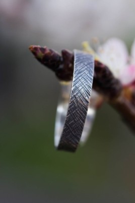 Sterling silver textured ring with personalization, 2, 3 or 4mm band
