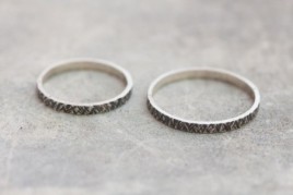 Sterling silver textured ring with personalization, 2, 3 or 4mm band