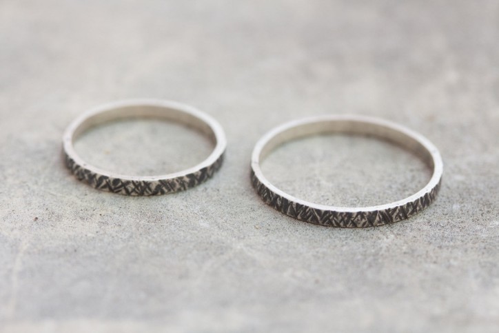 Sterling silver textured ring with personalization, 2, 3 or 4mm band
