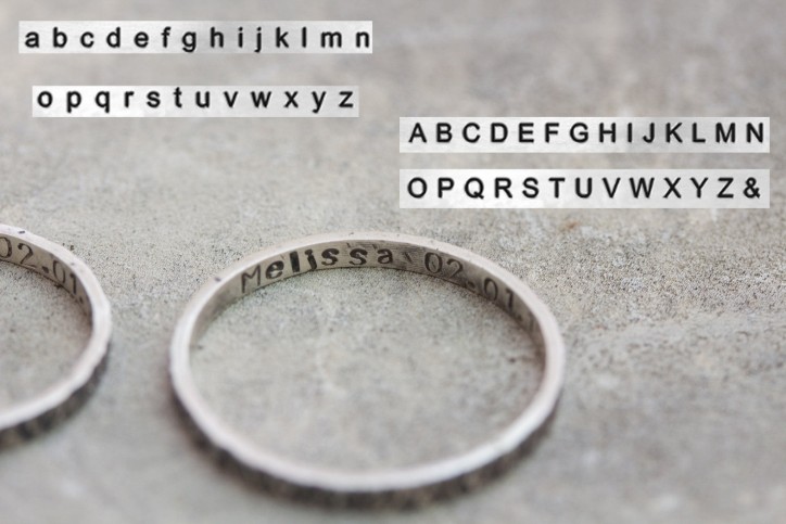Sterling silver textured ring with personalization, 2, 3 or 4mm band