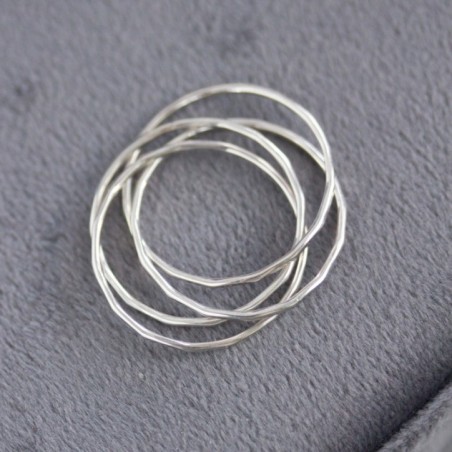 Interlocking ring made of 4 tiny bands, sterling silver or gold