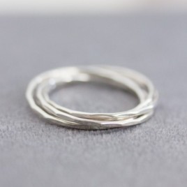 Interlocking ring made of 4 tiny bands, sterling silver or gold