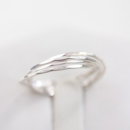 Interlocking ring made of 4 tiny bands, sterling silver or gold