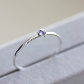 Iolite - skinny stackable ring