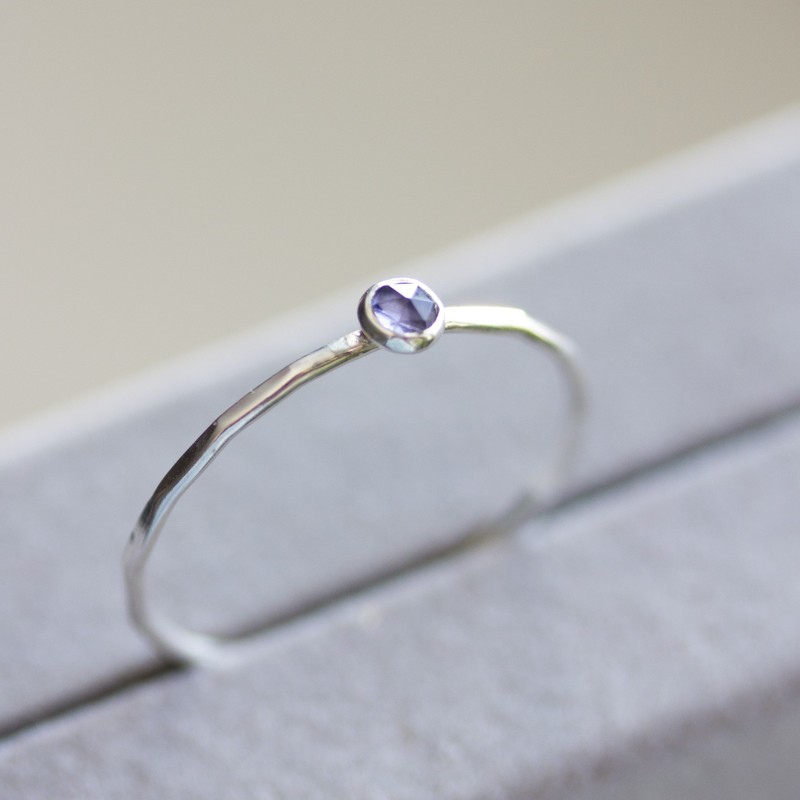 Iolite - skinny stackable ring